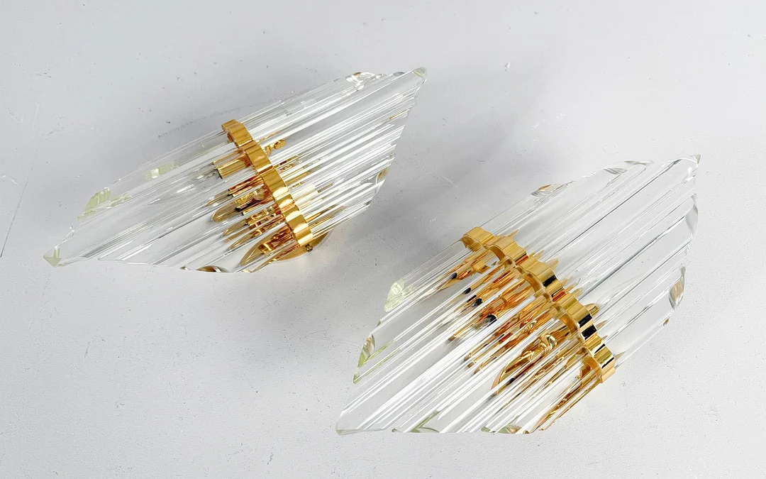 2er Set Wandlampen/Wandappliken, Kristallglas, Italien, 1970er Jahre. — Wall Lights — Stockholms Auktionsverk Düsseldorf/Neuss