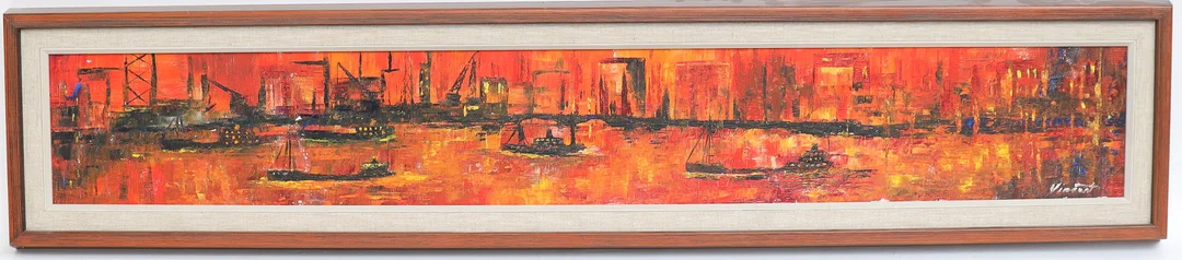 OIDENTIFIERAD KONSTNÄR. Stadsbild, oljemålning på duk, signerad Vincent. — Paintings — Falun Auktionsbyrå