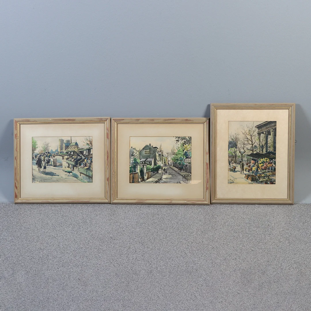 OIDENTIFIERAD KONSTNÄR, TRE ST. Akvareller, signerad Séguié, Parismotiv. — Paintings — Skånes Auktionsverk