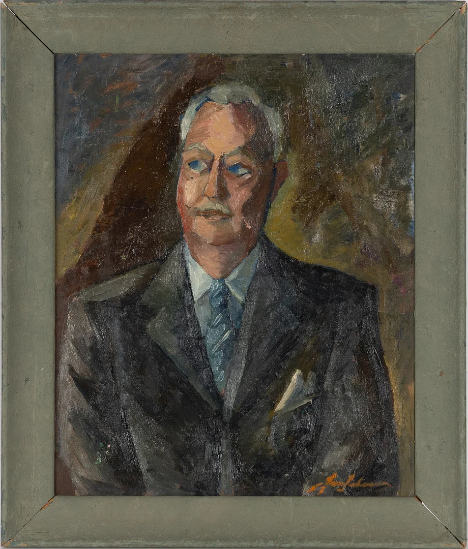 SVEN JOHANSSON. Porträtt av man, signerad samt daterad -57. — Paintings — Stockholms Auktionsverk Helsingborg