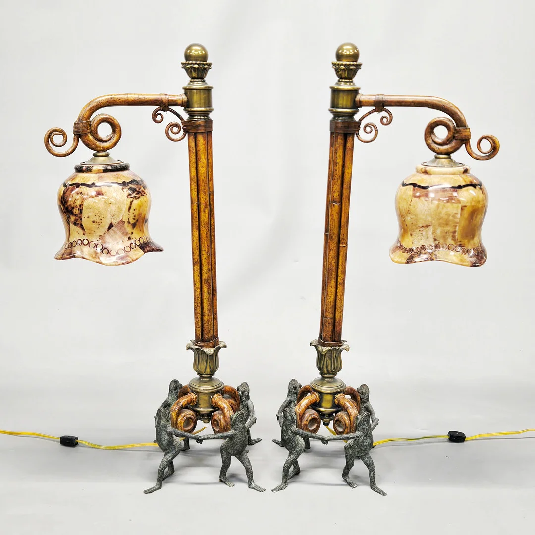 ORNATE BRONZE & WOODEN LAMPS. — Other lighting — Chalkwell Auctions