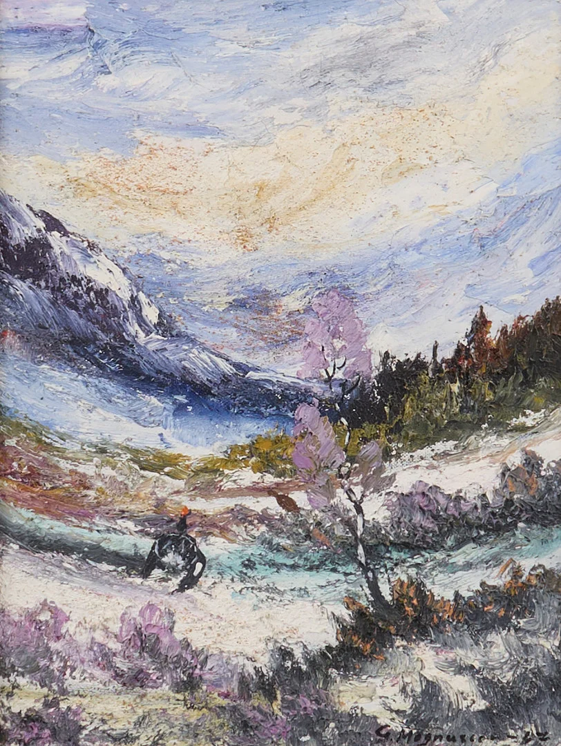 GUSAF MAGNUSSON. Oljemålning, signerad -67, Landskap med fågel. — Paintings — Metropol Auktioner