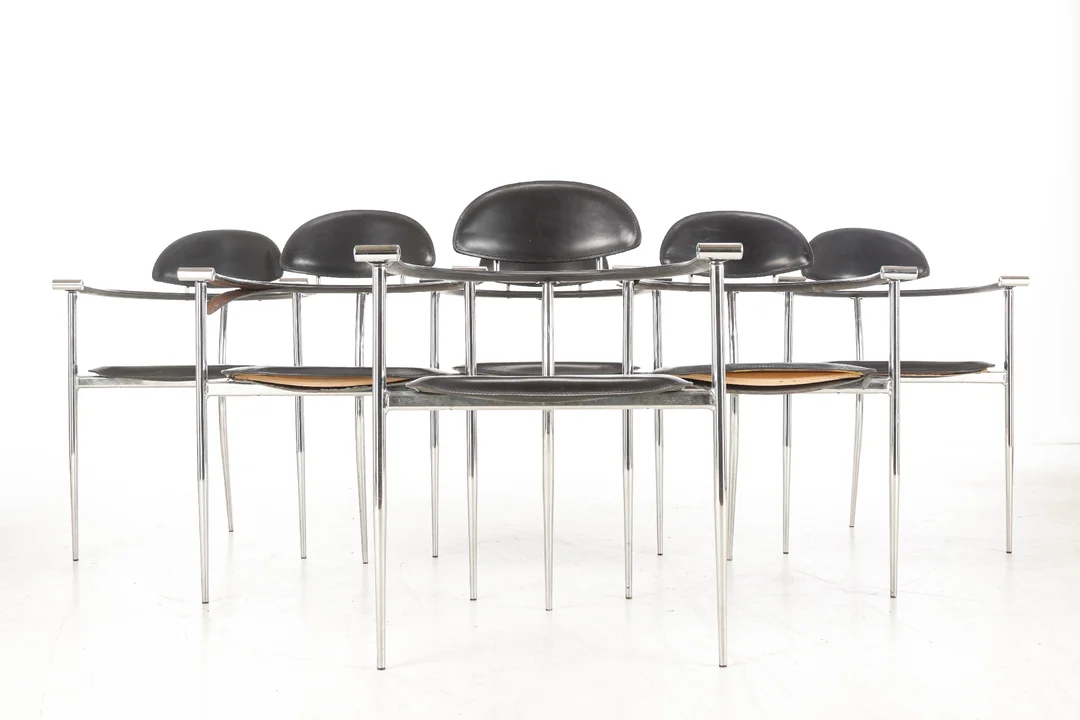 Arrben. Six chairs made of metal and leather, model 'Marilyn II' (6) — Furniture/Chairs — Lauritz