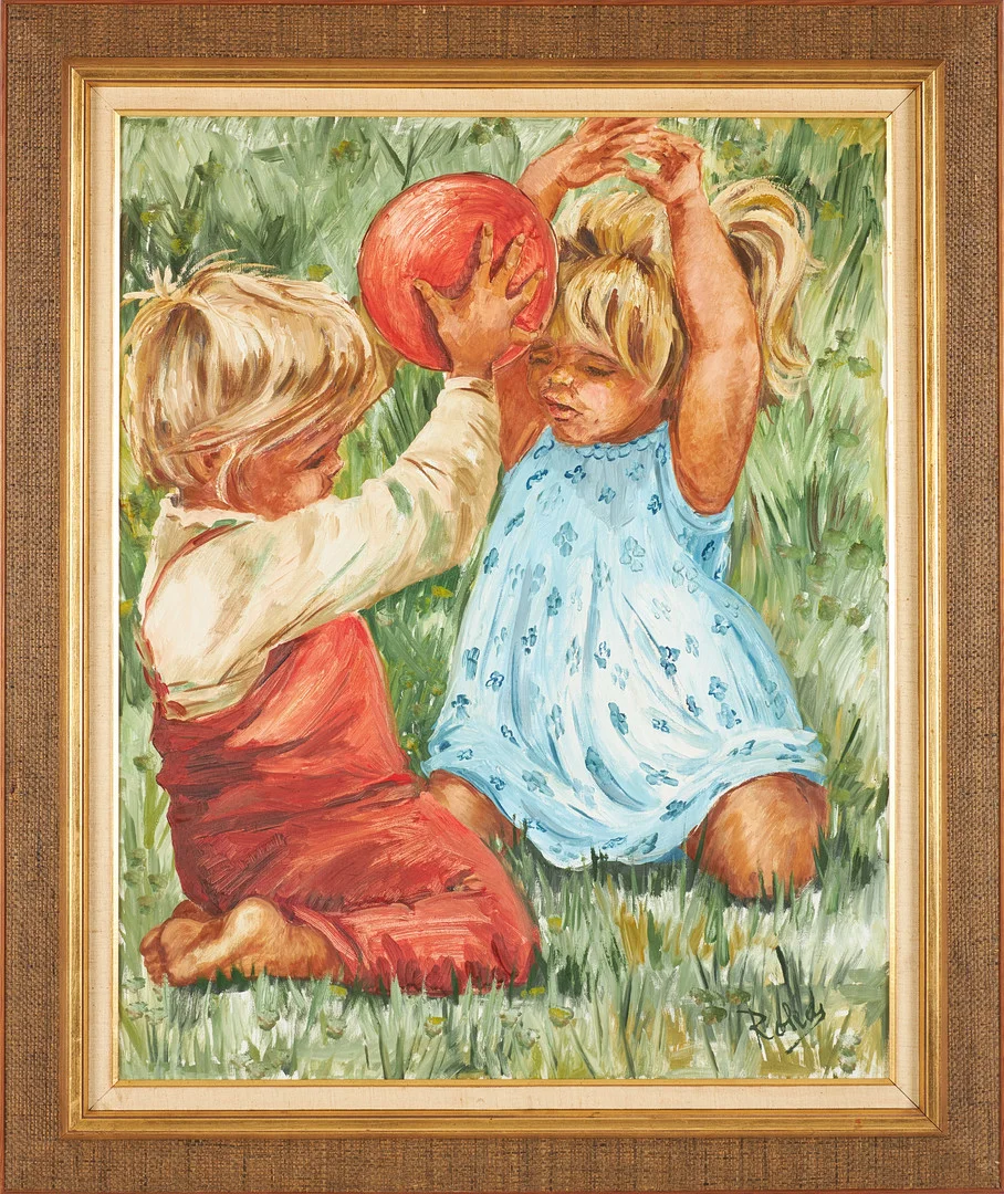 CHARLES ROKA. Lekande barn, olja på duk, signerad. — Paintings — Stockholms Auktionsverk Sickla