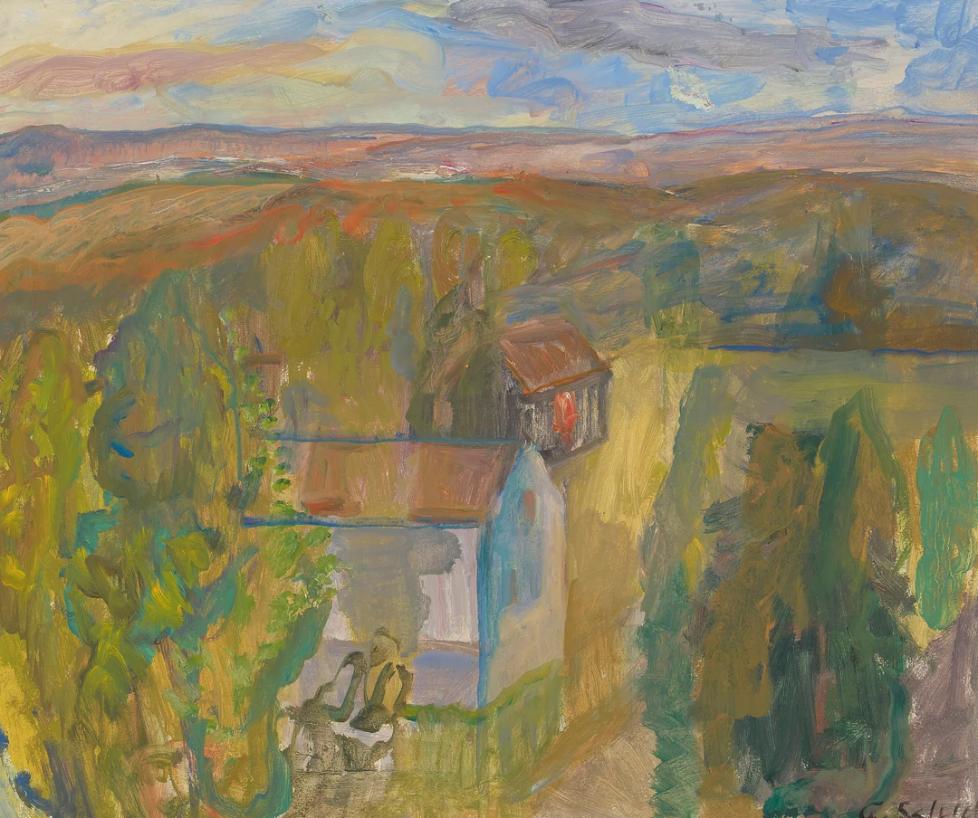 Schultz, Alexander — Landskap med hus — Kunst/Maleri — Blomqvist