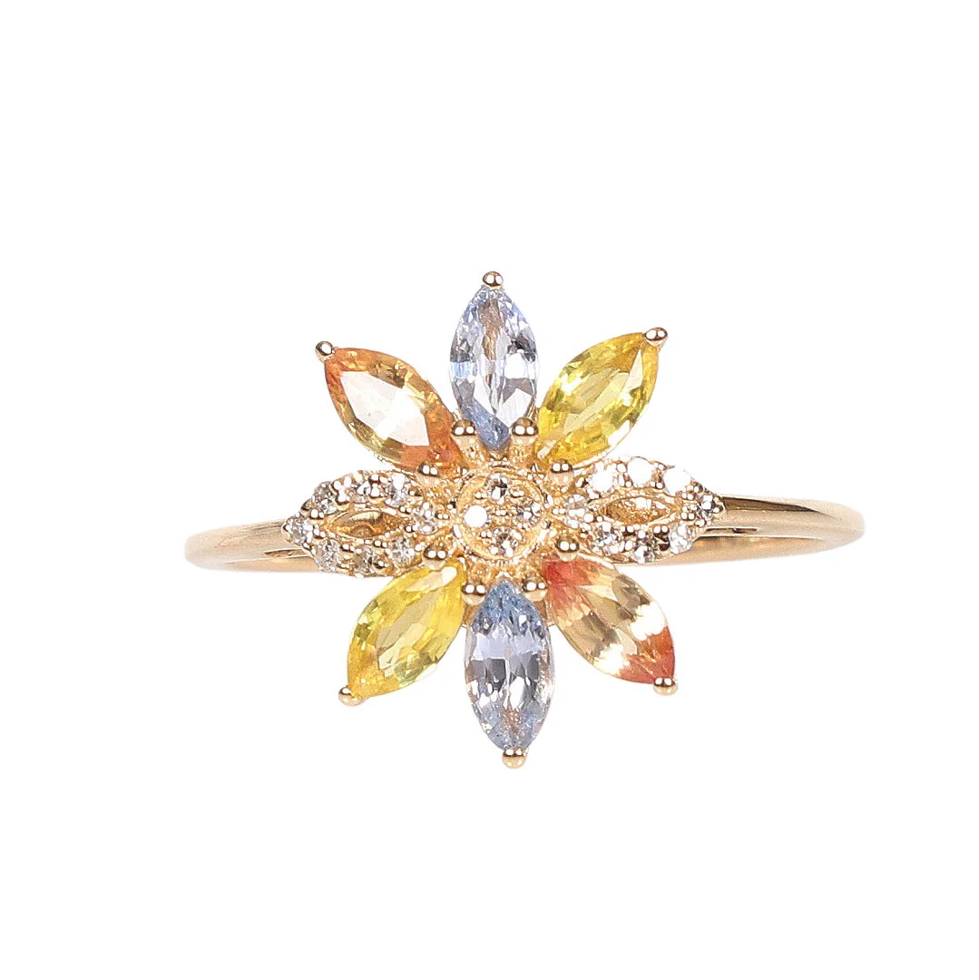CERTIFICATED FANCY SAPPHIRE AND DIAMOND CLUSTER RING. — Rings — Bishop & Miller