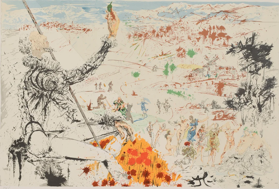 SALVADOR DALÍ. "Don Quixote l'âge d'or", färglitografi, signerad samt numrerad 266/300. — Engravings & Prints — Formstad Auktioner