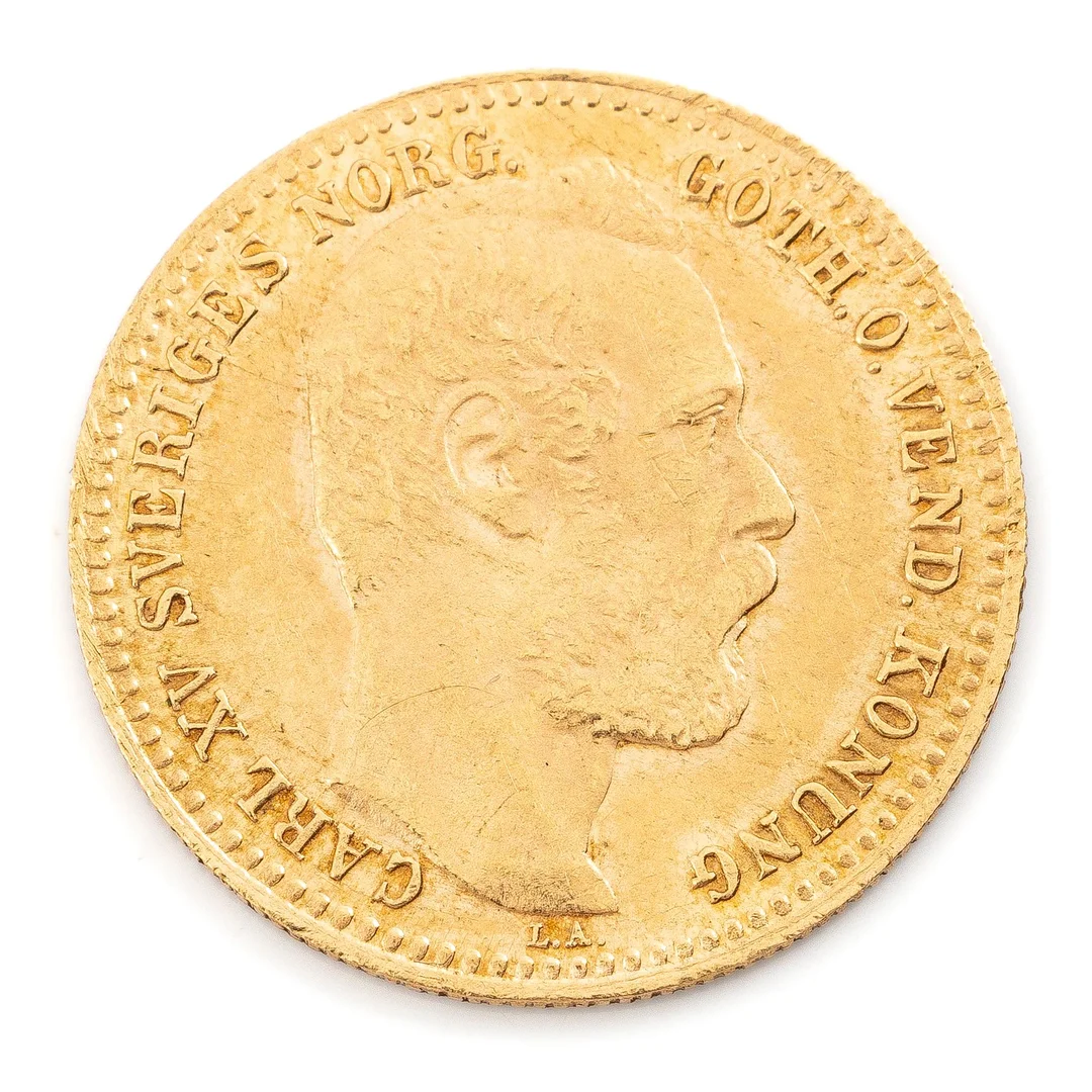Guldmynt, Sverige, Karl XV, 1 Carolin, 1869. — Militaria/Mynt — Bukowskis
