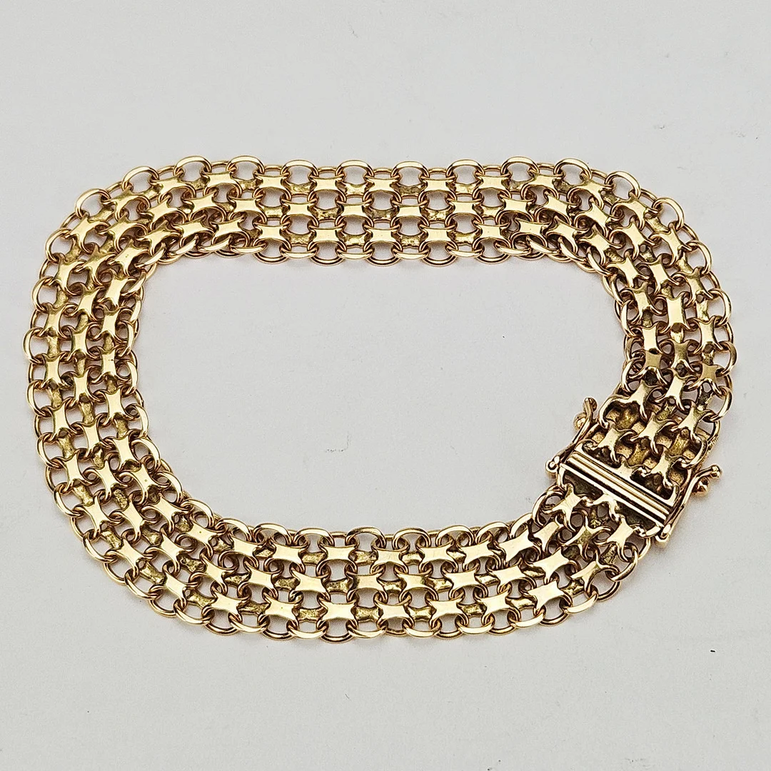 ARMBAND, "X-länk", guld, 18K, Ädelsmycken Aktiebolag, Stockholm, vikt ca. 17,6 gram. — Bracelets — Auktionshuset Thörner & Ek
