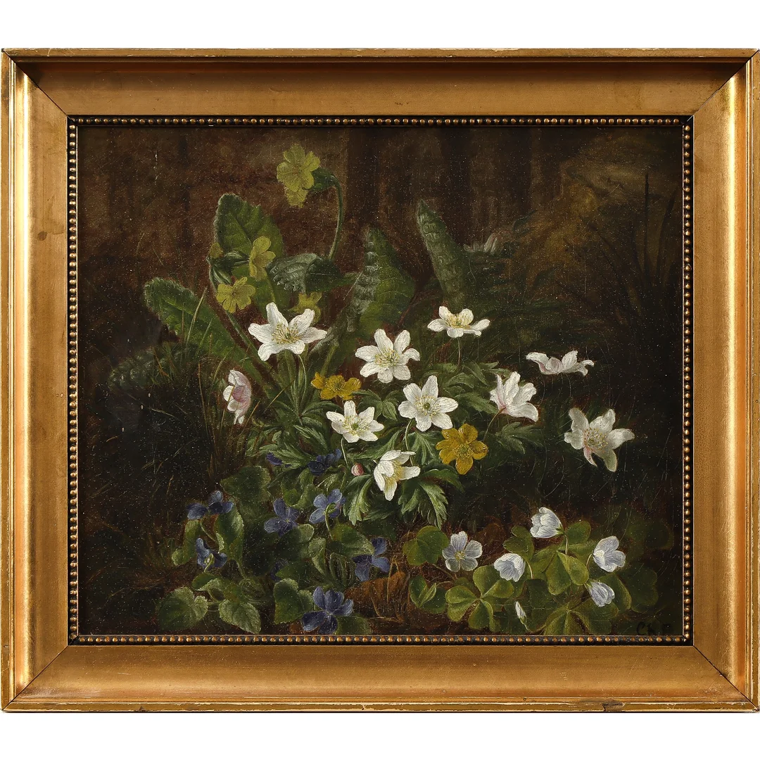 Unknown artist. Flower arrangement, 19th century. Oil on canvas — Paintings and sculptures/Older pictorial arts — Lauritz