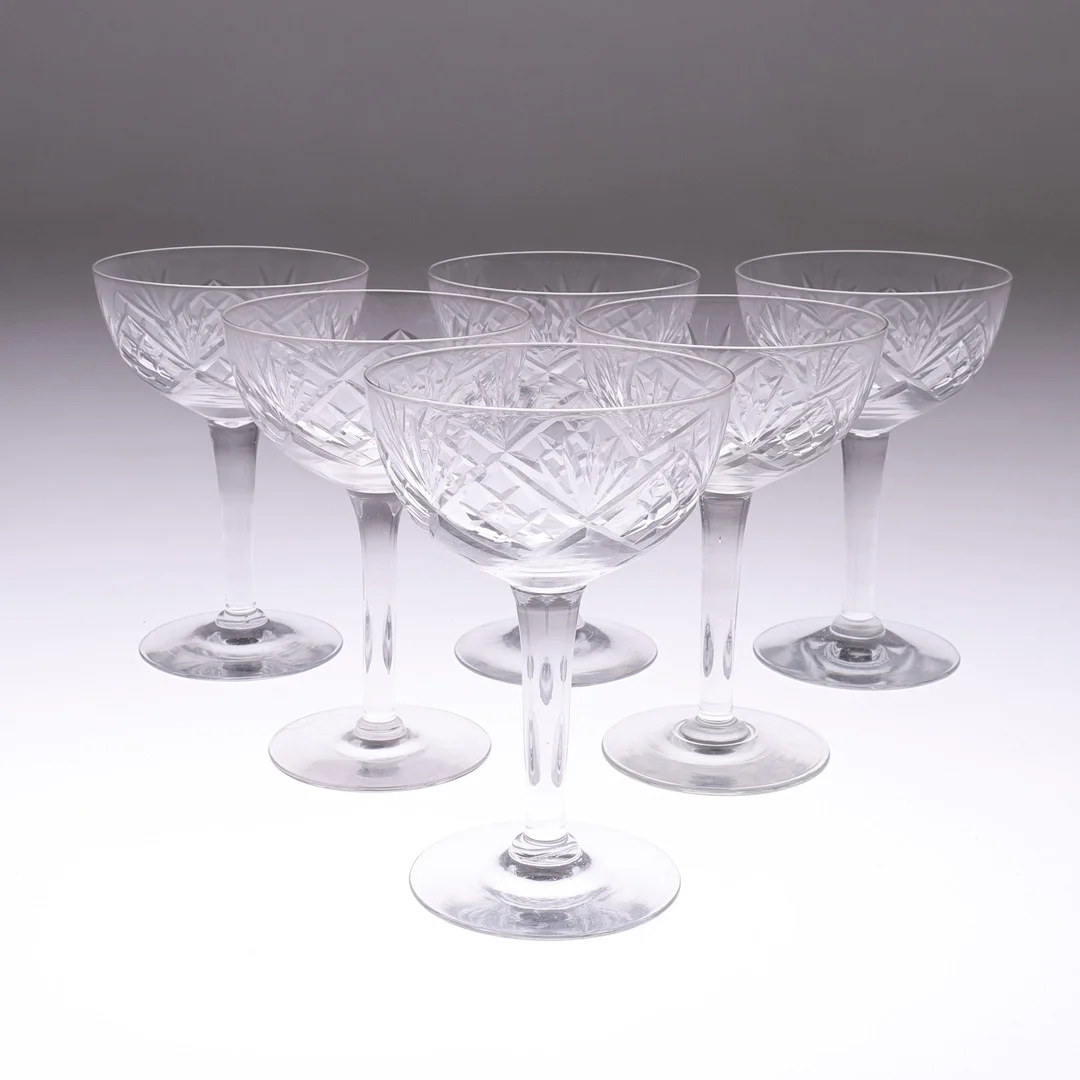 CHAMPAGNEKUPOR, 6st, glas, helgaslipning. — Utility glass — Gomér & Andersson Linköping