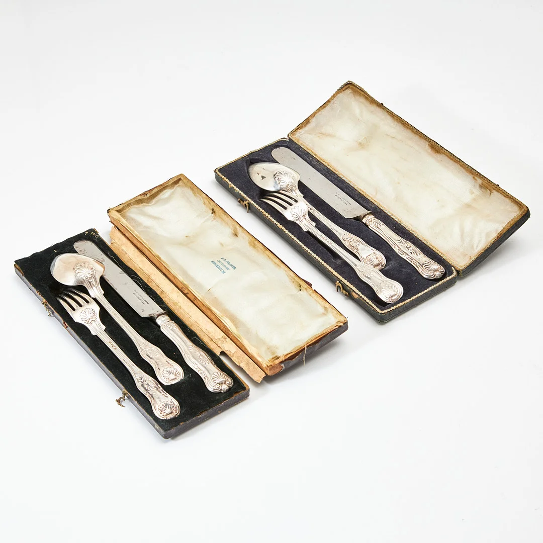 RESEBESTICK 6 dlr., silver, Sverige, 1800-tal, modell Engelsk Snäck. — Silver — Stockholms Auktionsverk Magasin 5