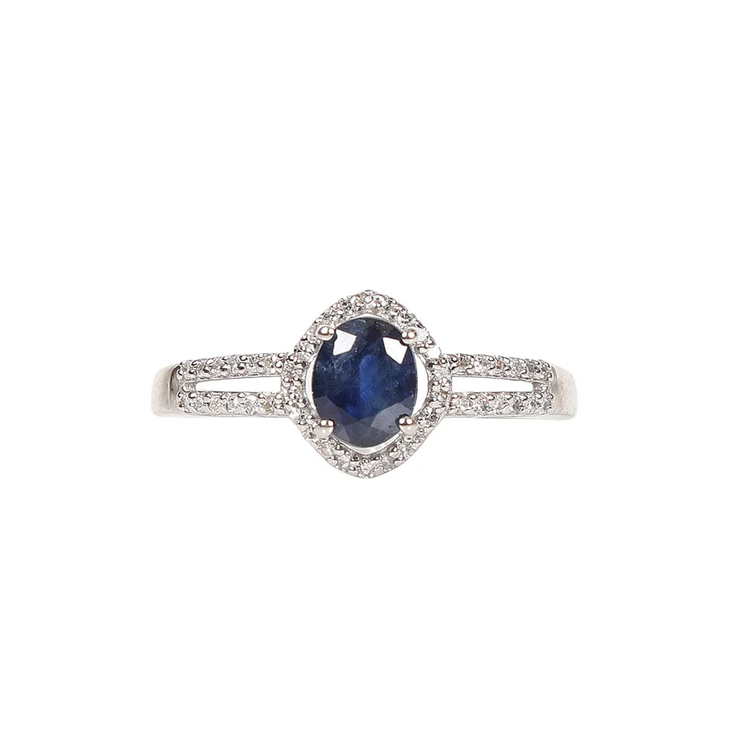 CERTIFICATED SAPPHIRE AND DIAMOND CLUSTER RING. — Rings — Bishop & Miller