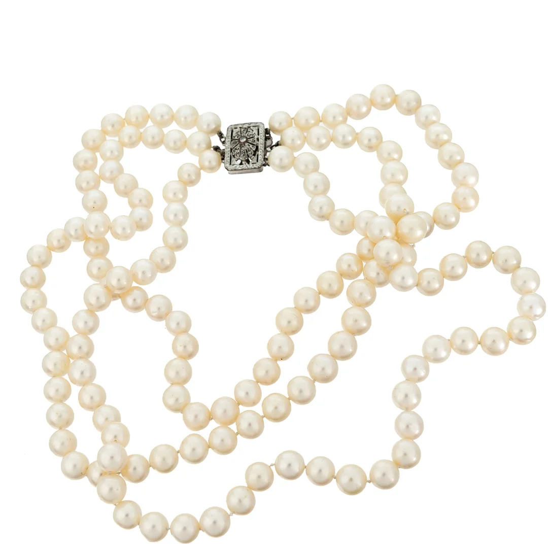 PÄRLCOLLIER. Odlade sötvattenspärlor 1900-tal. — Necklace — Norrlands Auktionsverk