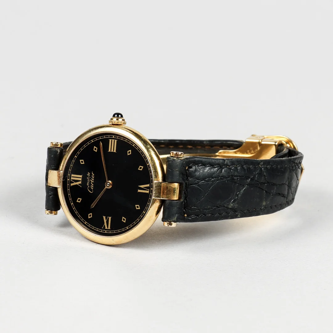 CARTIER, must de Cartier, "Vermeil", förgyllt sterlingsilver, quartz, 1980/90-tal. — Wristwatches — Karlstad Hammarö Auktionsverk
