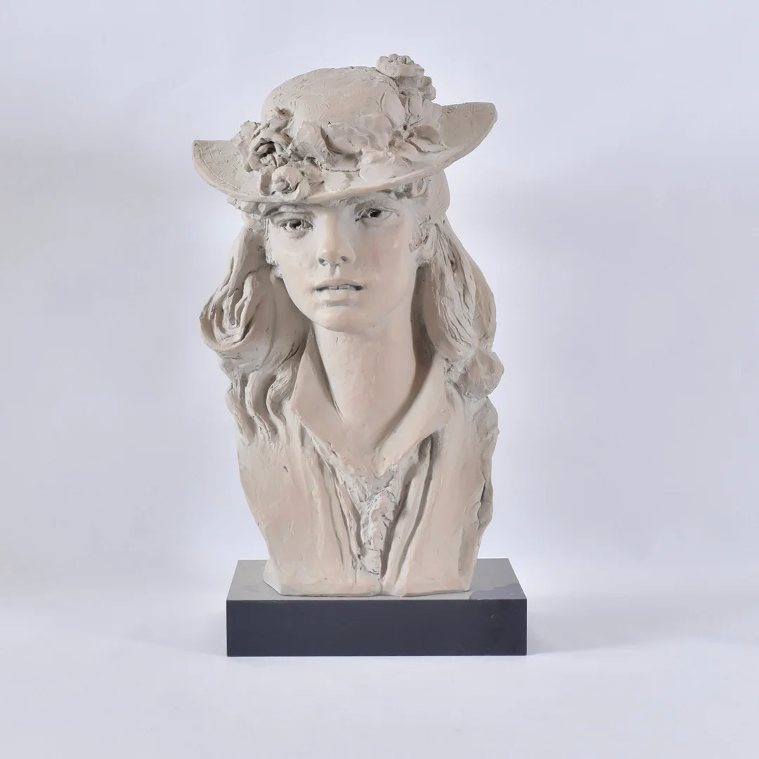 AUGUSTE RODIN. EFTER. Skulptur, gips, "Jeune Fille au chapeau fleure" (Rose Beuret)". — European — Halmstads Auktionskammare