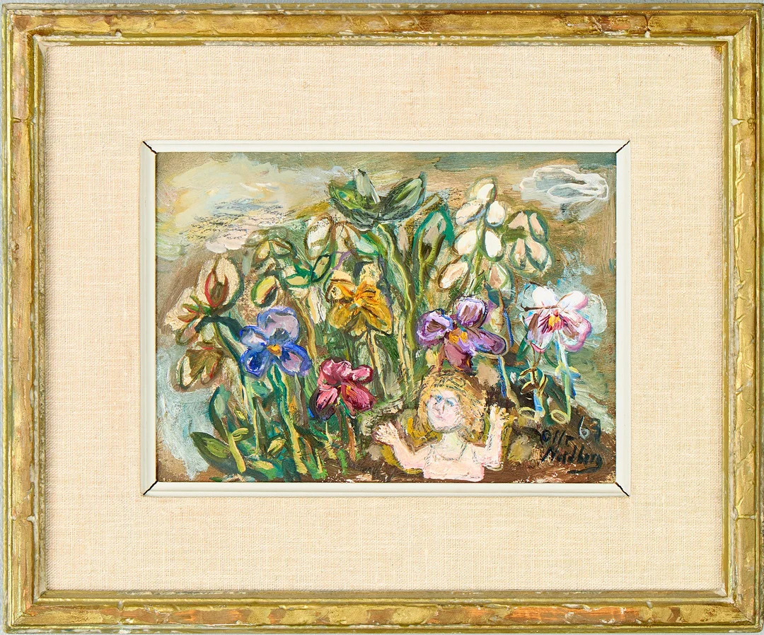 OLLE NORDBERG. Flicka och vårblomster. — Paintings — Uppsala Auktionskammare