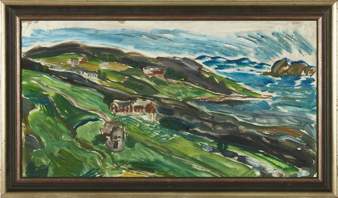 OKÄND KONSTNÄR, (1900-tal, Sverige/Norge), Böljande landskap, olja på pannå. — Paintings — Crafoord Auktioner Stockholm