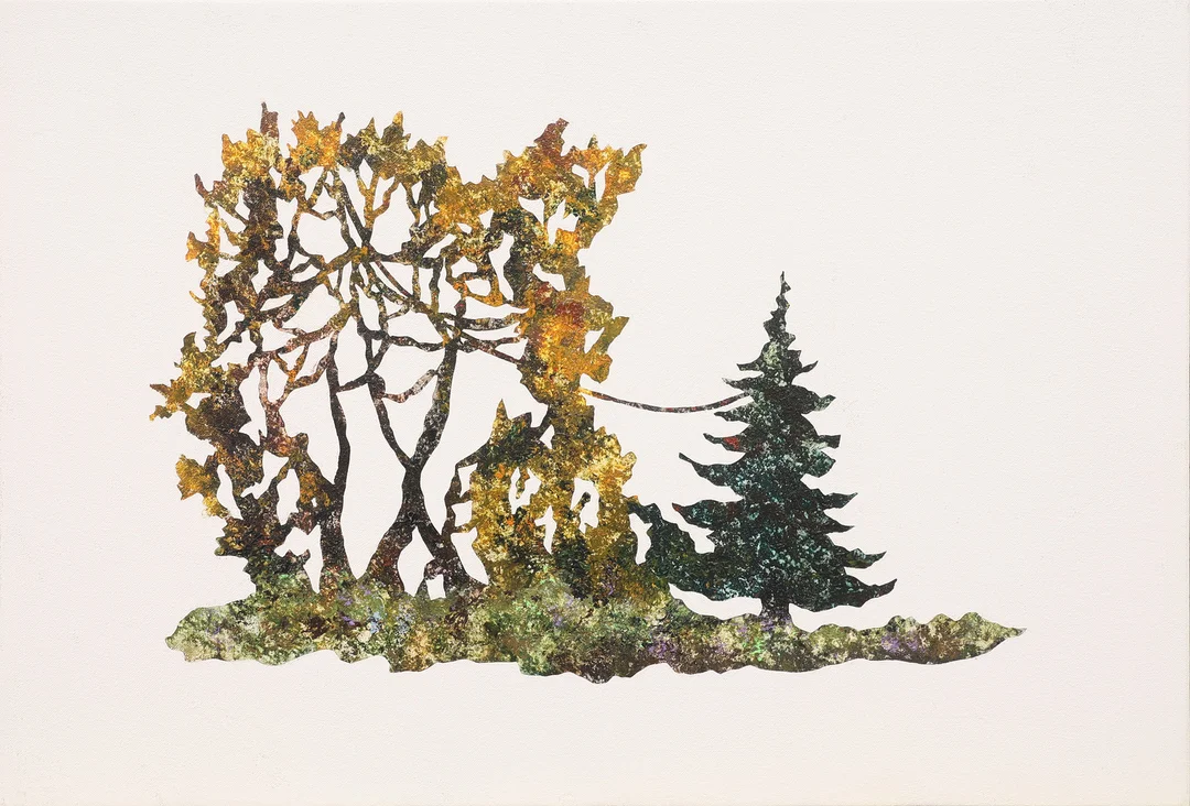 LEONARD FORSLUND (1959-). OLJA PÅ DUK UPPKLISTRAD PÅ PANNÅ, "BIOTOP 22°17'43"/V 142°18'7"", SIGNERAD & DATERAD 2009. — Paintings — Crafoord Auktioner Lund