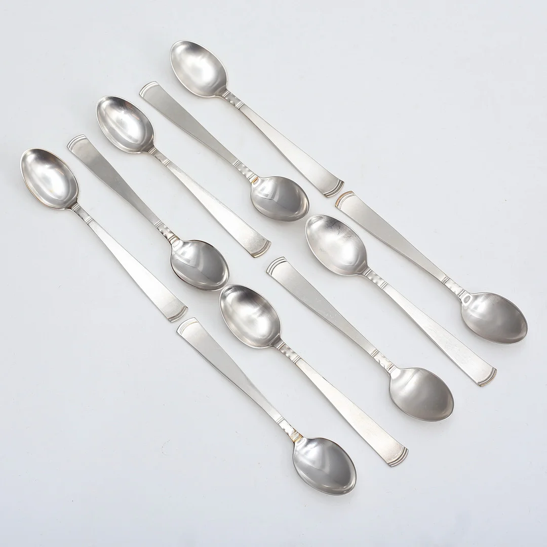 KAFFESKEDAR, 10 st, silver, 150 gram, "Rosenholm", Guldsmedsaktiebolaget I Stockholm, 1900-talets andra hälft. — Silver — Auktionshuset Thelin & Johansson