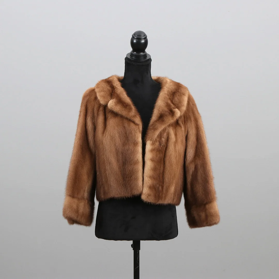 SAGAMINK, PÄLSJACKA. Aftonjacka i ljusbrun mink. — Vintage & Designer Fashion — Skånes Auktionsverk