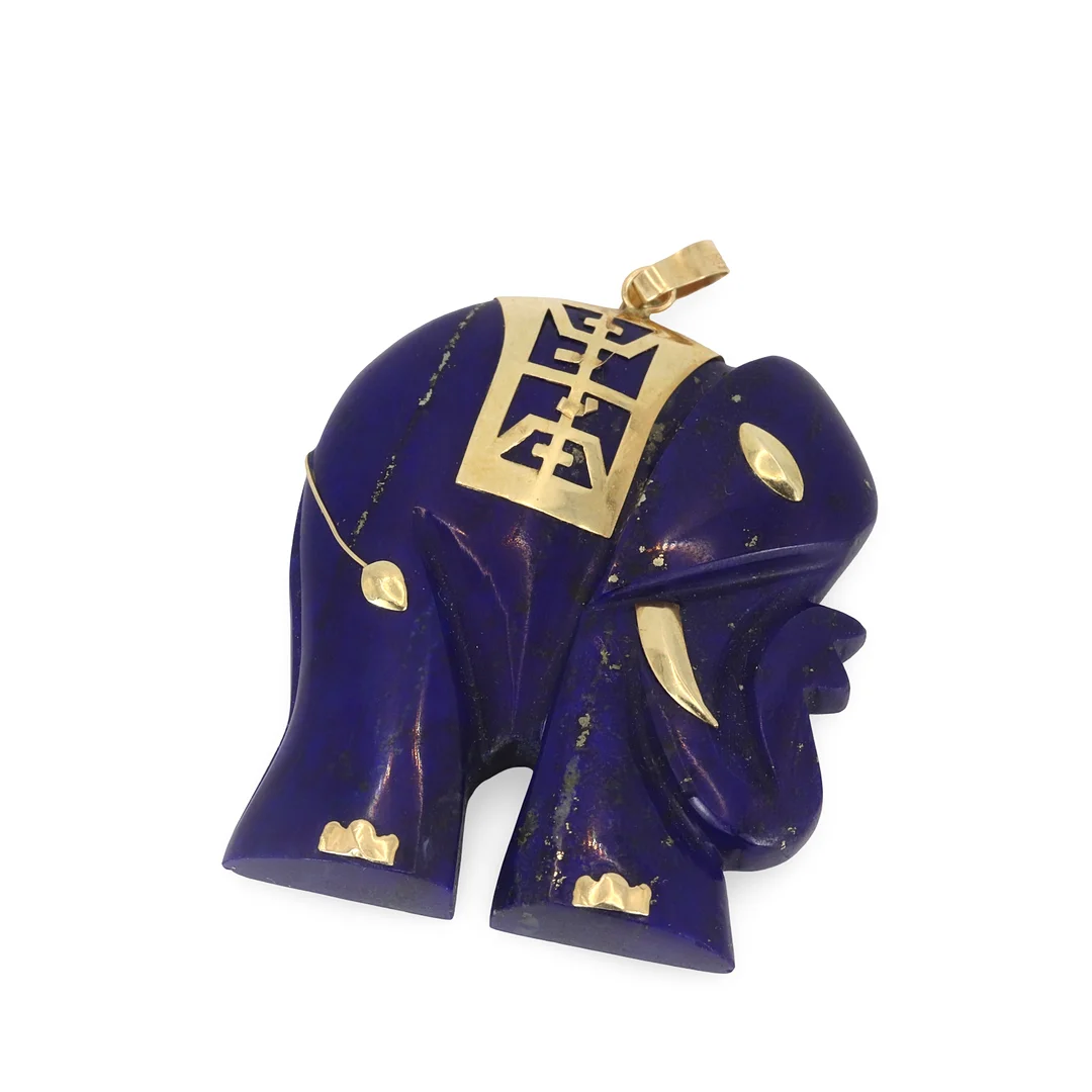 14CT GOLD LAPIS PENDANT. — Brooches & Pendants — Chalkwell Auctions