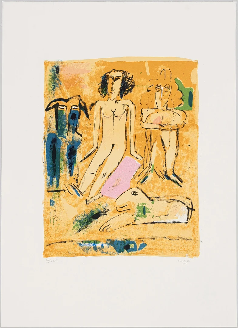 MADELEINE PYK. På stranden, färglitografi, signerad, numrerad 16/125. — Engravings & Prints — Auktionshuset Kolonn