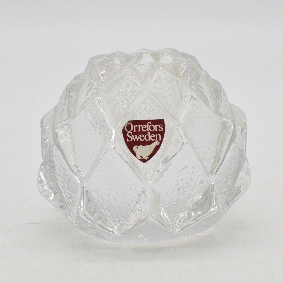 BERIT JOHANSSON. ORREFORS GLAS SWEDEN, "NIMBUS", KERZENHALTER, KRISTALLGLAS, UM 1970, MIT STUDIOETIKETT. — Art glass — Kunst- und Auktionshaus Kleinhenz