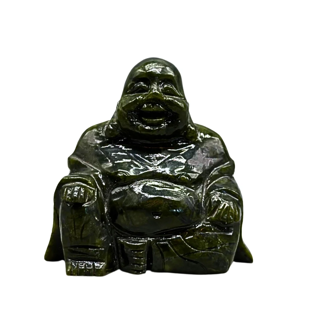 BUDDHA MINIATURSTATUE AUS SERPENTIN. — Sculptures & Bronzes — Auktionshaus Stuber's Hammerschlag