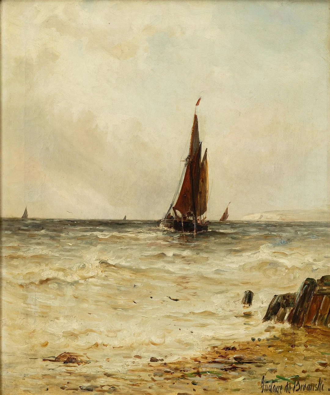 Gustave de Breanski, Inseglinging. — Konst/Klassisk internationell konst — Bukowskis