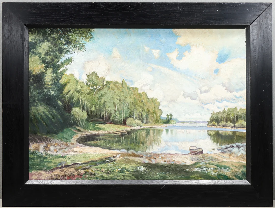 OLOF ARBORELIUS. kopia efter, "Utsikt över en sjö vid Engelsberg i Västmanland". — Paintings — Karlstad Hammarö Auktionsverk