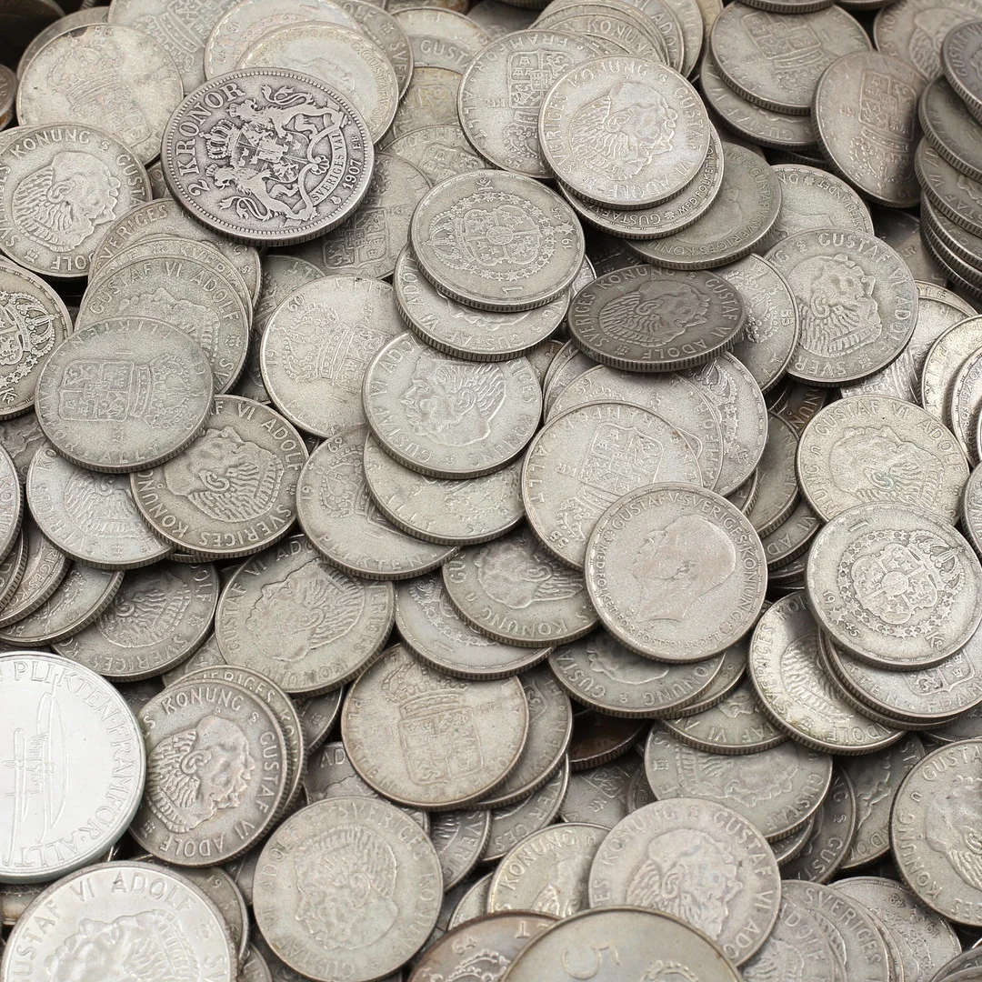 SILVERMYNT, 5214 st, finvikt 8557 gram, Sverige, 1800/1900-tal. — Coins & Banknotes — Auktionshuset Thelin & Johansson