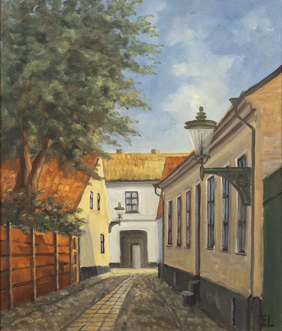KARL-ERIK LUNDBERG "LEDDE". Olja på pannå, Lundamotiv, monogramsignerad E.L. — Paintings — Karljohan Auktioner