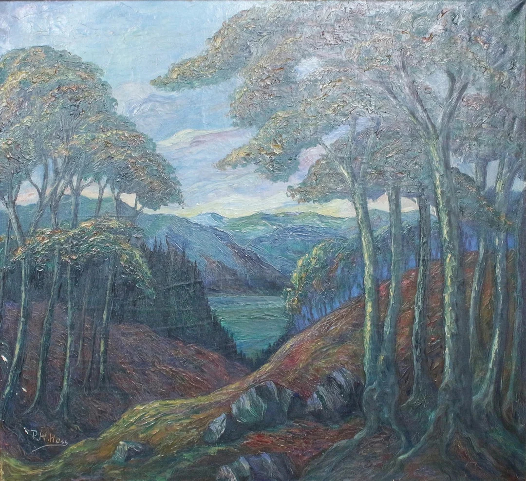 UNBEKANNTER KÜNSTLER. Gemälde Landschaft, Öl auf Leinwand, signiert "P.H. Hess". — Paintings — Stockholms Auktionsverk Düsseldorf/Neuss