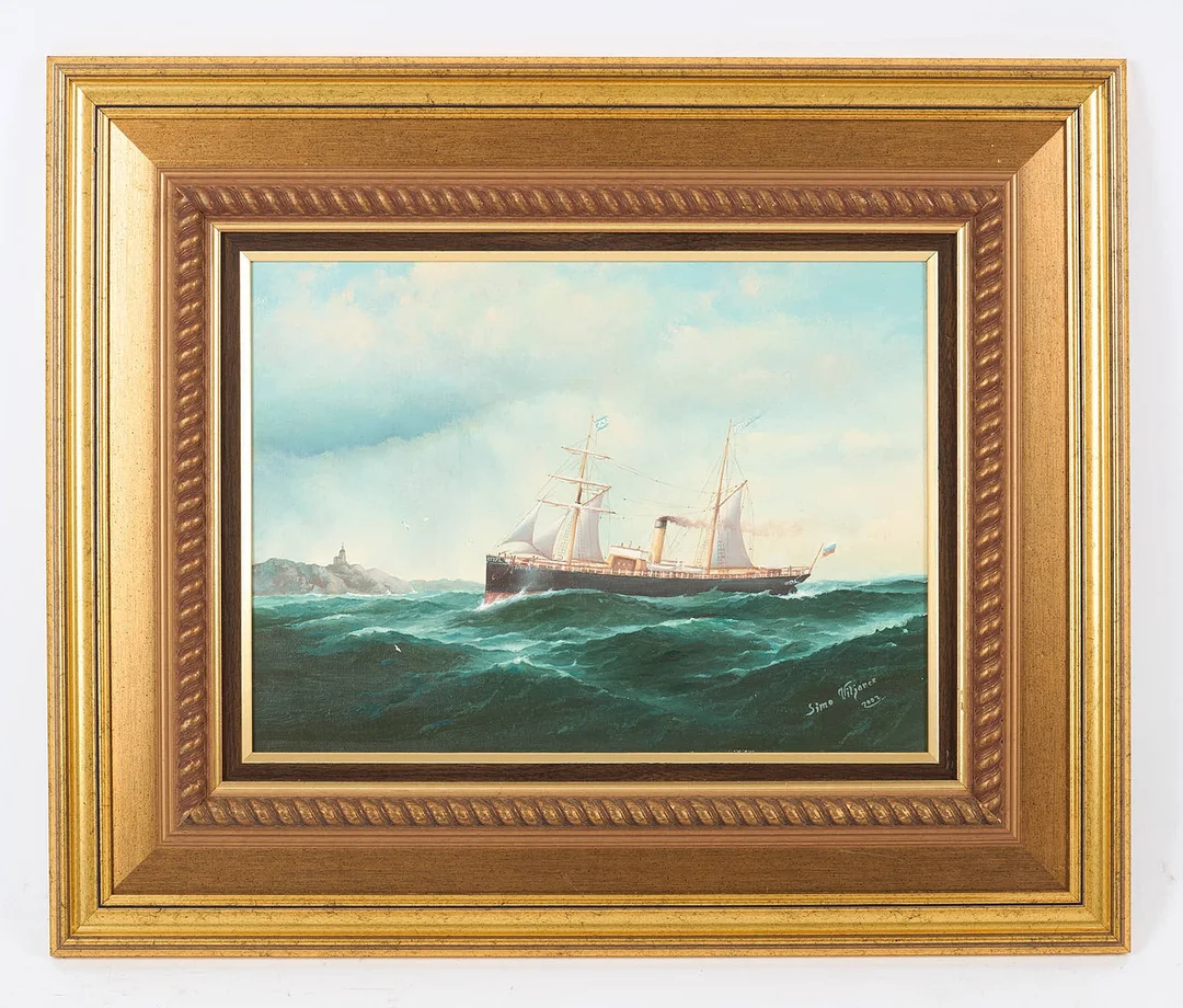 SIMO VILJANEN. SKEPPSPORTRÄTT, "Sirius", signerad samt daterad 2002, olja på duk. — Paintings — Stockholms Auktionsverk Helsinki