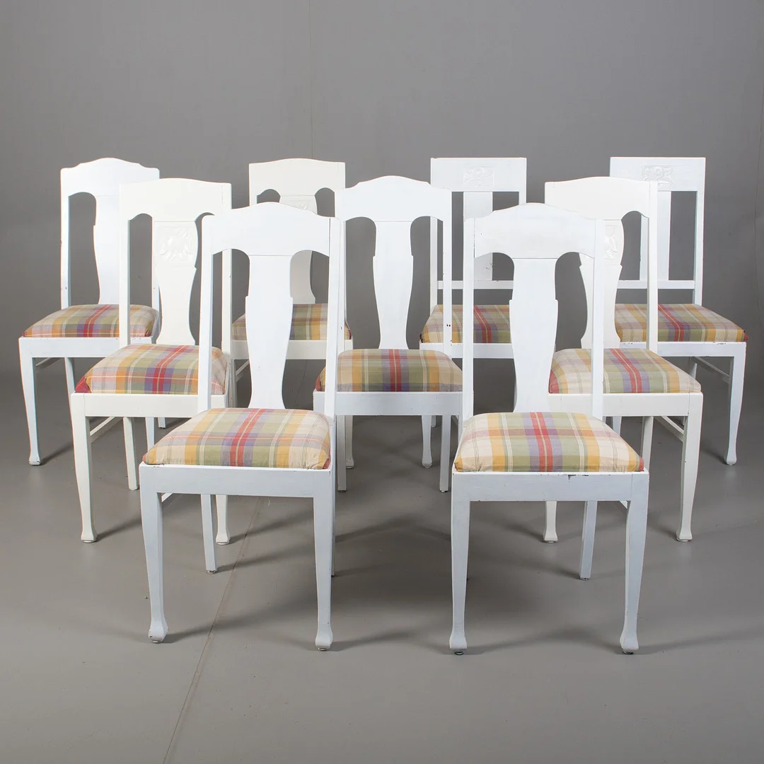 STOLAR, 9 st, jugend, 1900-talets början. — Armchairs & Chairs — Laholms Auktionskammare