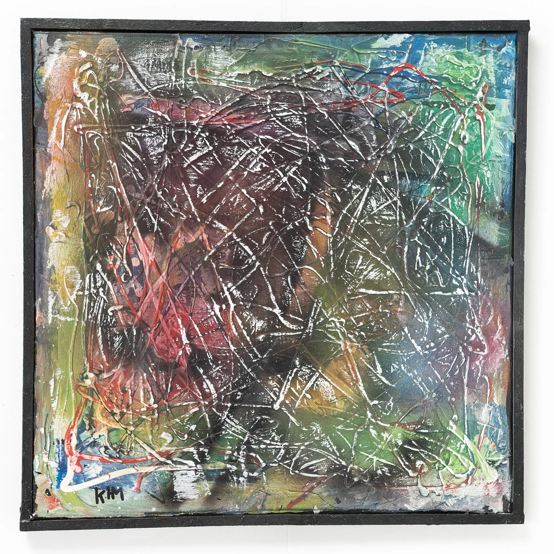 KARL HÅKAN MUKKA. Blandteknik, "Staden i neon & snöstorm". — Paintings — Handelslagret Auktionsservice