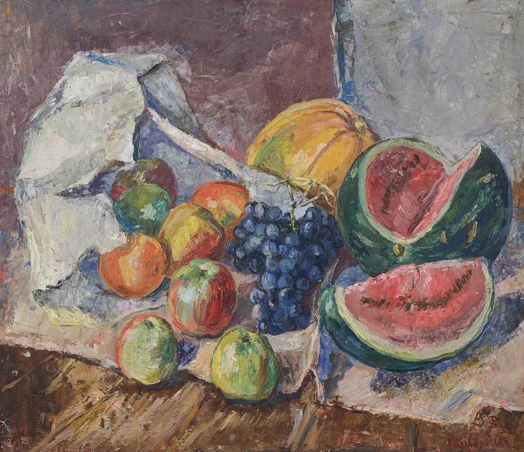 PAUL SPEISER. Stilleben med frukter, olja på duk, signerad à tergo samt daterad 1932. — Paintings — Formstad Auktioner