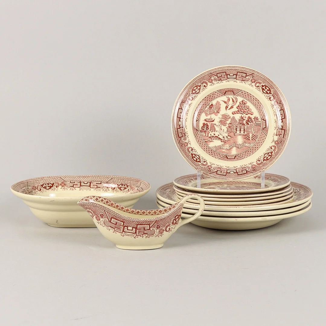 SEVISDELAR 11 st, "Willow ", Old Gustavsberg. — Tableware — Karlstad Hammarö Auktionsverk