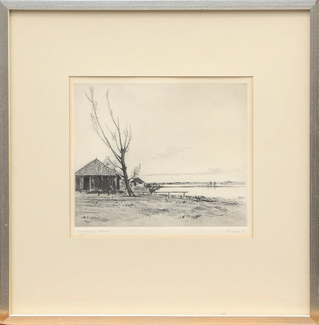 AXEL SJÖGREN. GRAFISKT BLAD, signerat. — Engravings & Prints — Kalmar Auktionsverk