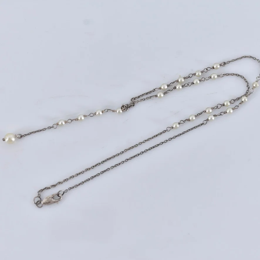 HALSCOLLIER, med pärlor, sterlingsilver. — Necklace — Halmstads Auktionskammare