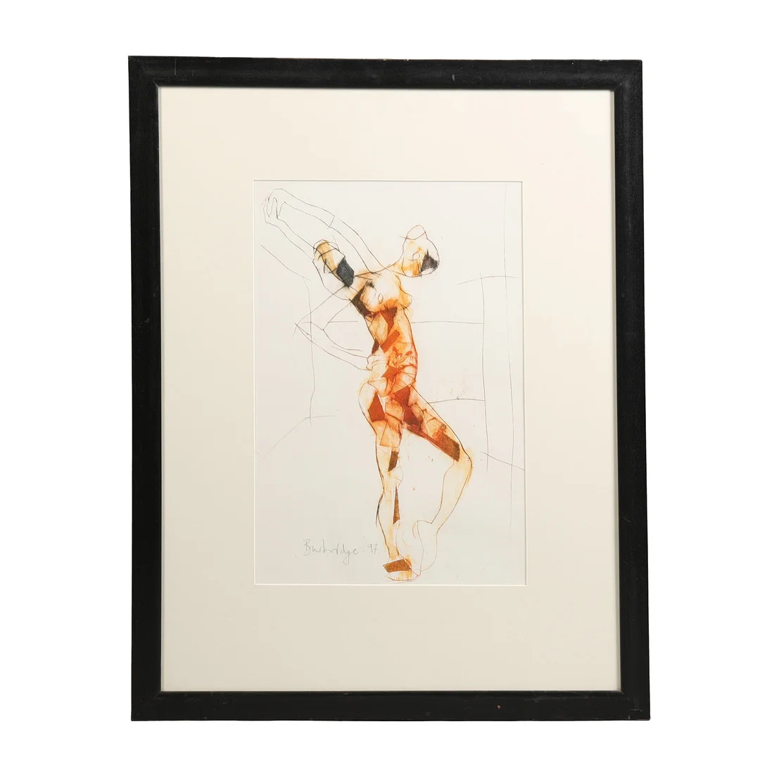 CLAIRE BURBRIDGE (BORN 1971), "PAUSE FOR THOUGHT", MONOPRINT. — Engravings & Prints — Bishop & Miller