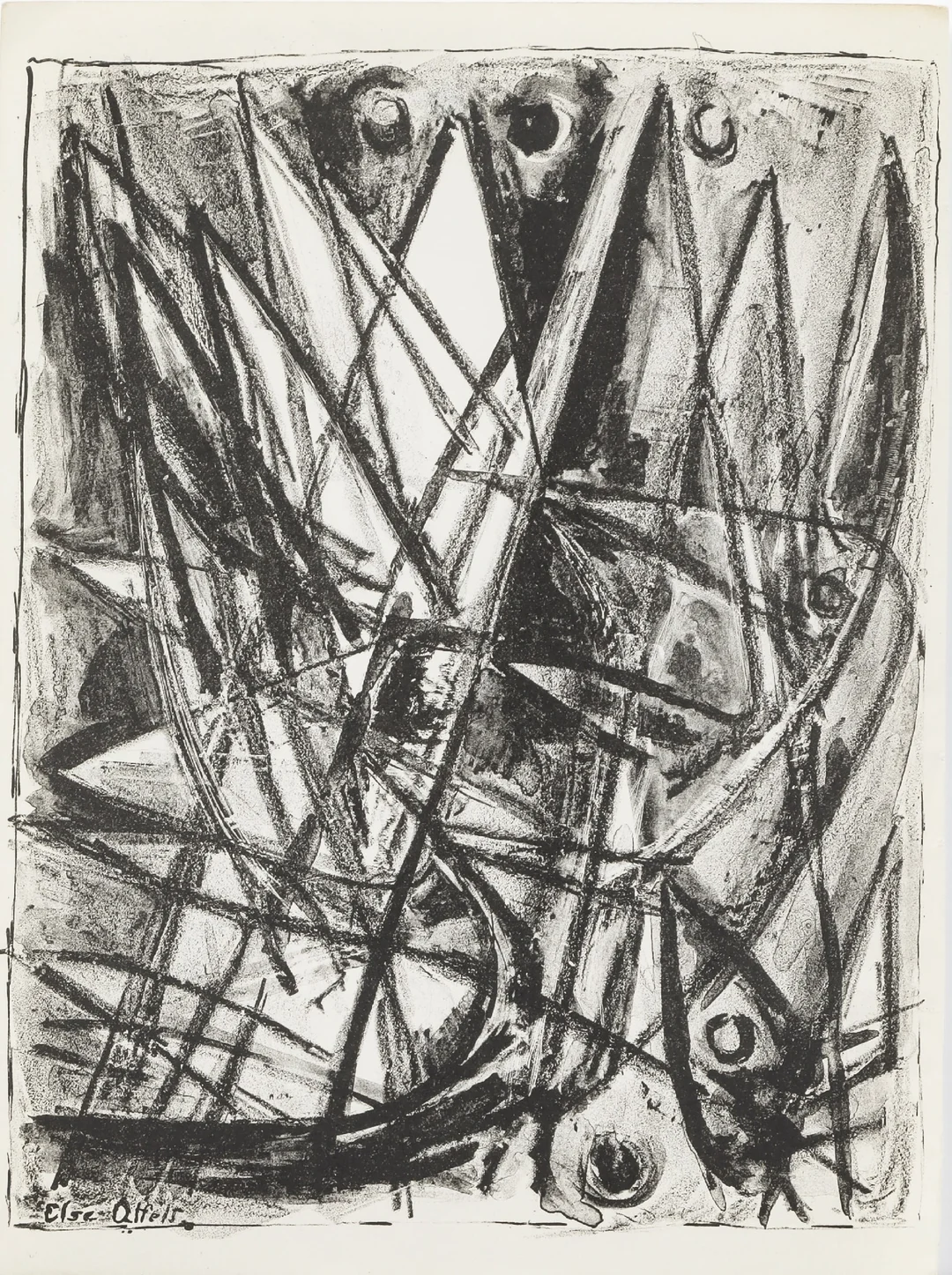 Else Alfelt. Lithographic print from the magazine Helhesten. — Paintings and sculptures/Prints and photography — Lauritz