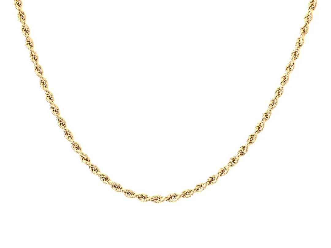 HALSKEDJA, 14K guld, cordellänk, längd 46,5 cm, vikt ca 6,7 g. — Smycken/Halskedja — Kaplans