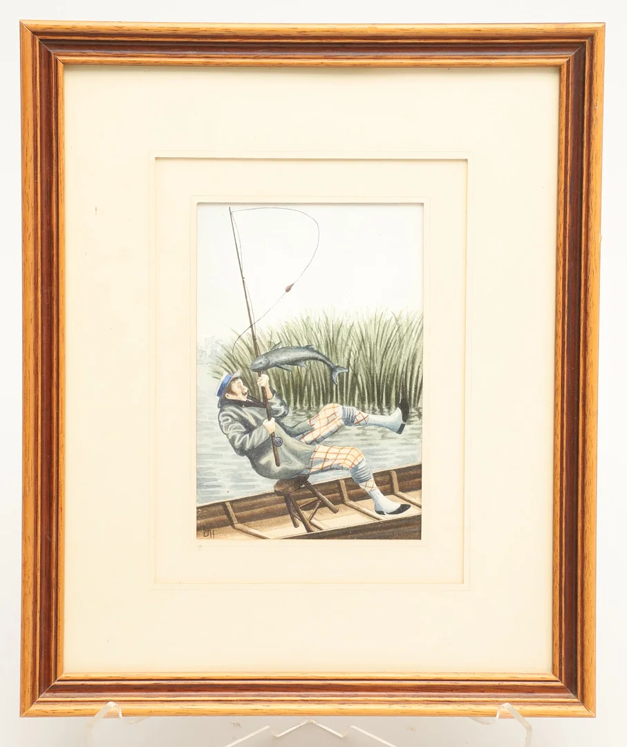 DAVID HINCHLIFFE. WATERCOLOUR 'HARRY GETS A BITE'. — Paintings — Lawrences Auctioneers