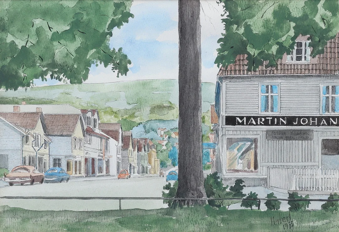 OIDENTIFIERAD KONSTNÄR. Akvarell, signerad Herbert och daterad 1975. — Paintings — Gomér & Andersson Jönköping