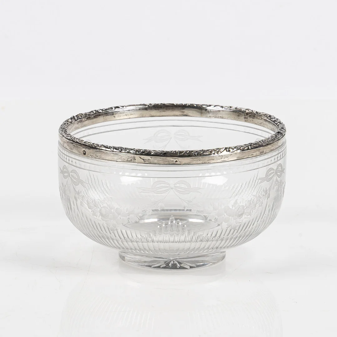 SKÅL, glas, silverkant, Frankrike 18/1900-tal. — Other — Stockholms Auktionsverk Helsingborg