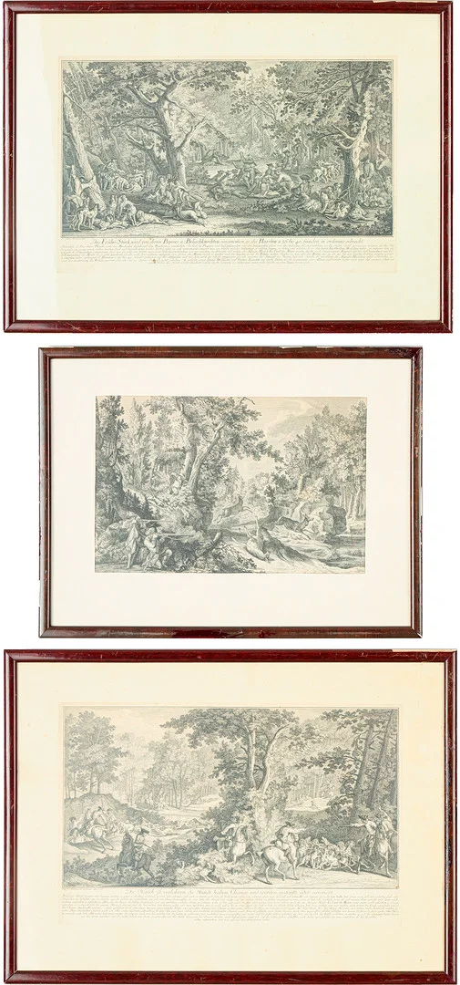 JOHANN ELIAS RIDINGER. EFTER. Kopparstick 3 stycken. — Engravings & Prints — Uppsala Auktionskammare