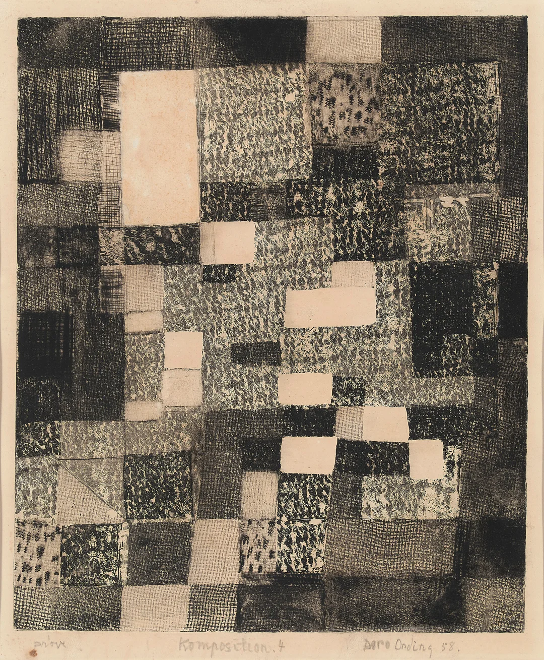 Ording, Dorothea — "Komposition. 4" 1958 — Kunst/Grafikk — Blomqvist