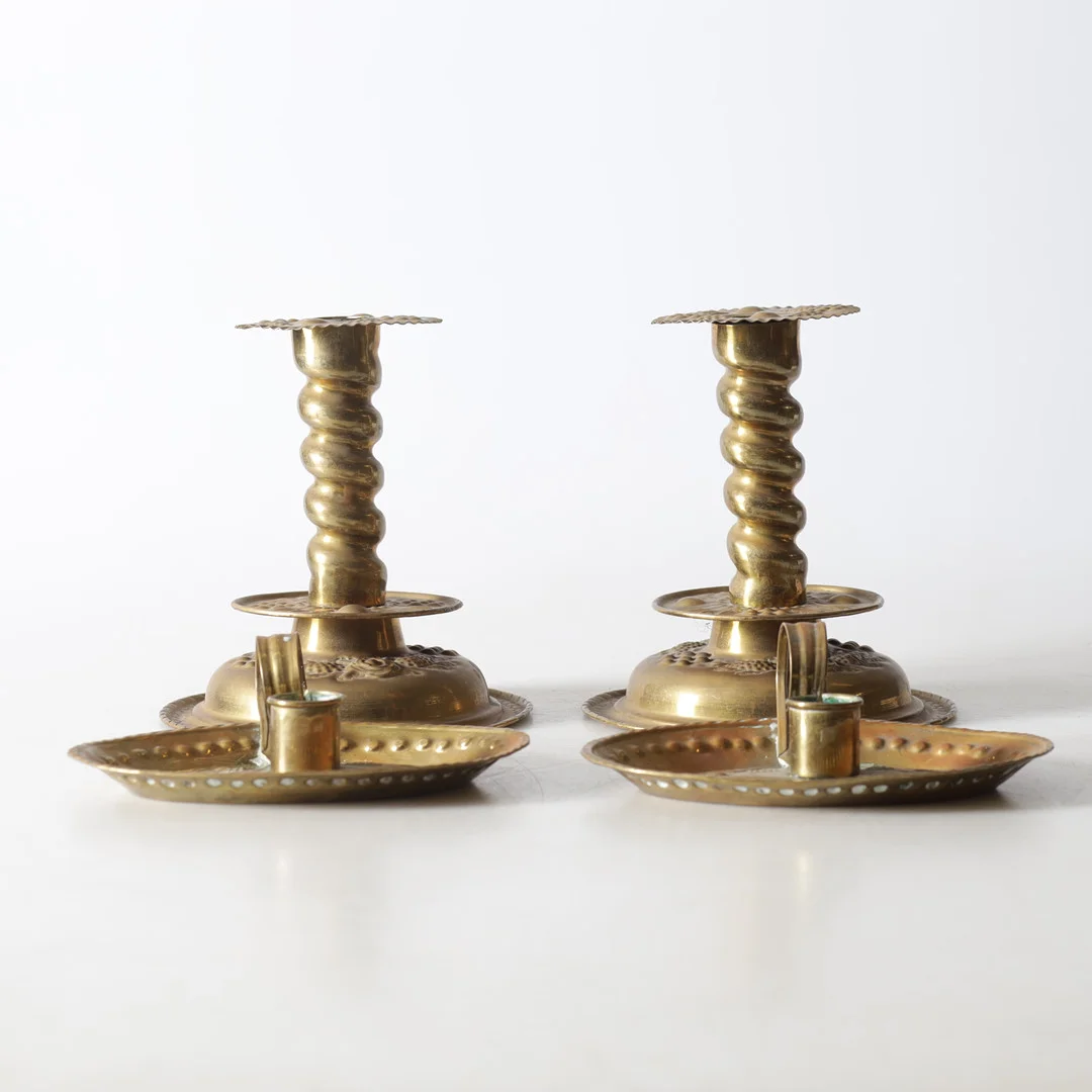 LJUSSTAKAR, 2 par, mässing, 1900-tal. — Candlesticks — Gomér & Andersson Nyköping